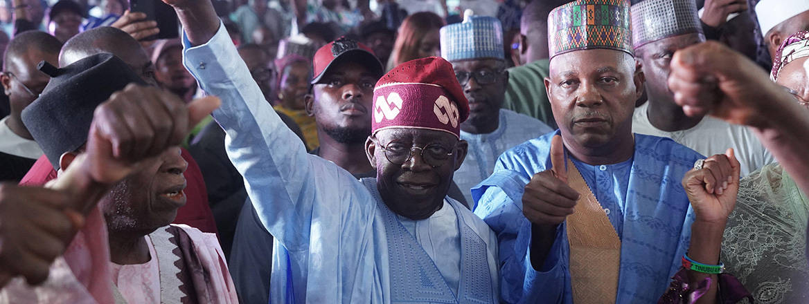 Moment of triumph: president-elect Bola Tinubu celebrates with his supporters after his victory in Nigeria's election