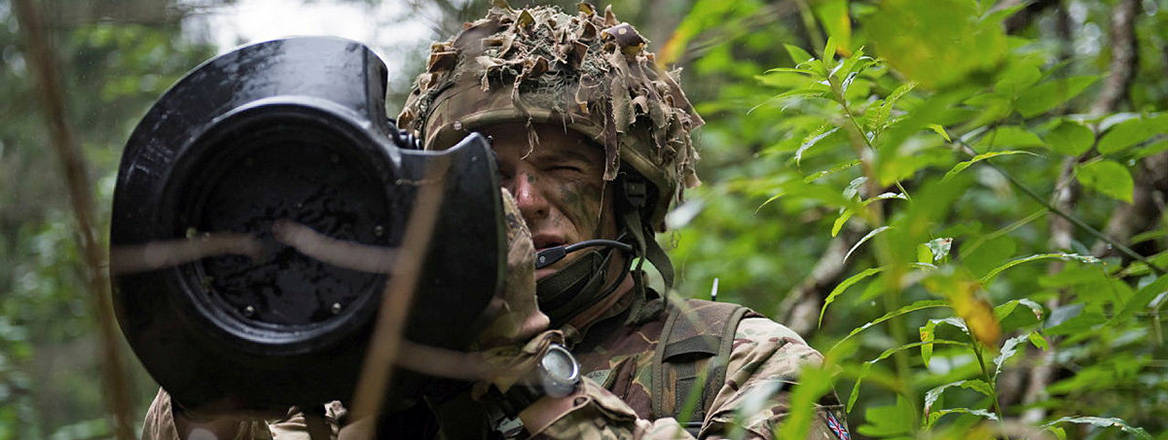 At the ready: a British soldier holds an anti-tank weapon during an exercise in Estonia in 2017