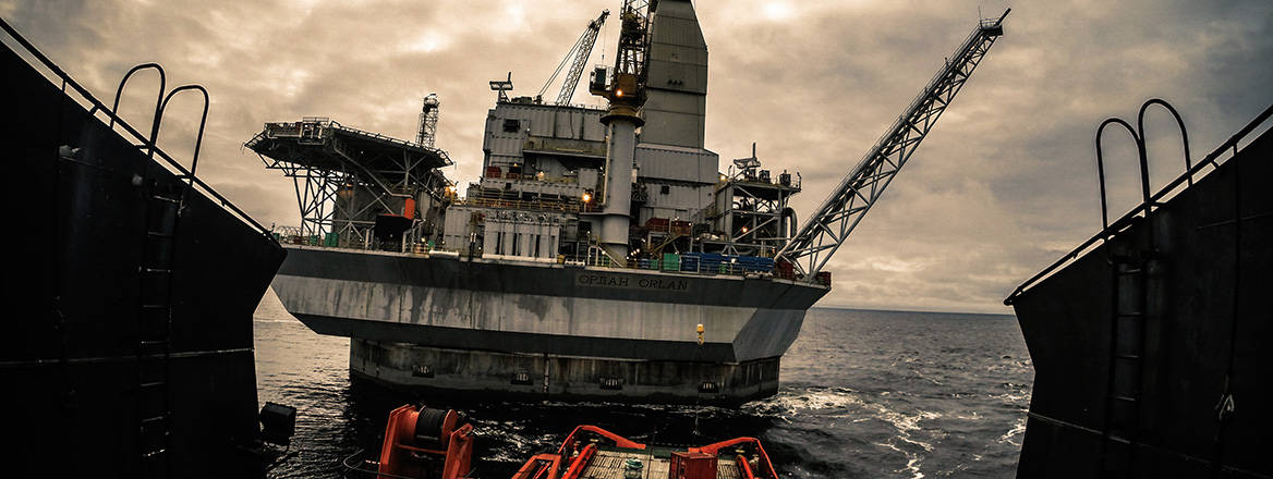 A Russian oil platform in the Sea of Okhotsk