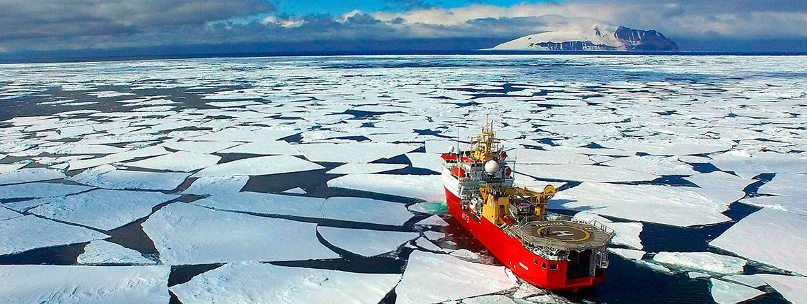 To world's end: HMS Protector in the Ross Sea off Antarctica