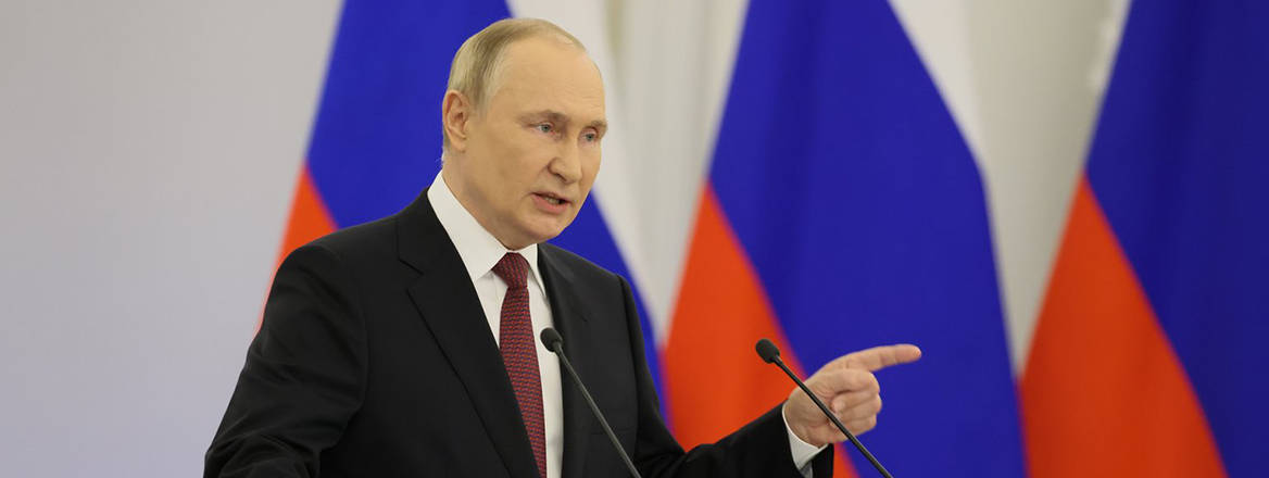 Looking for an exit: Russian President Vladimir Putin gives a speech on 30 September 2022 claiming the annexation of four Ukrainian territories