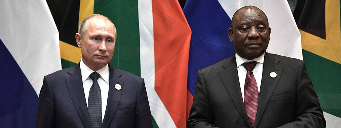 Balancing act: South African President Cyril Ramaphosa meets with Russian President Vladimir Putin in St Petersburg on 26 July