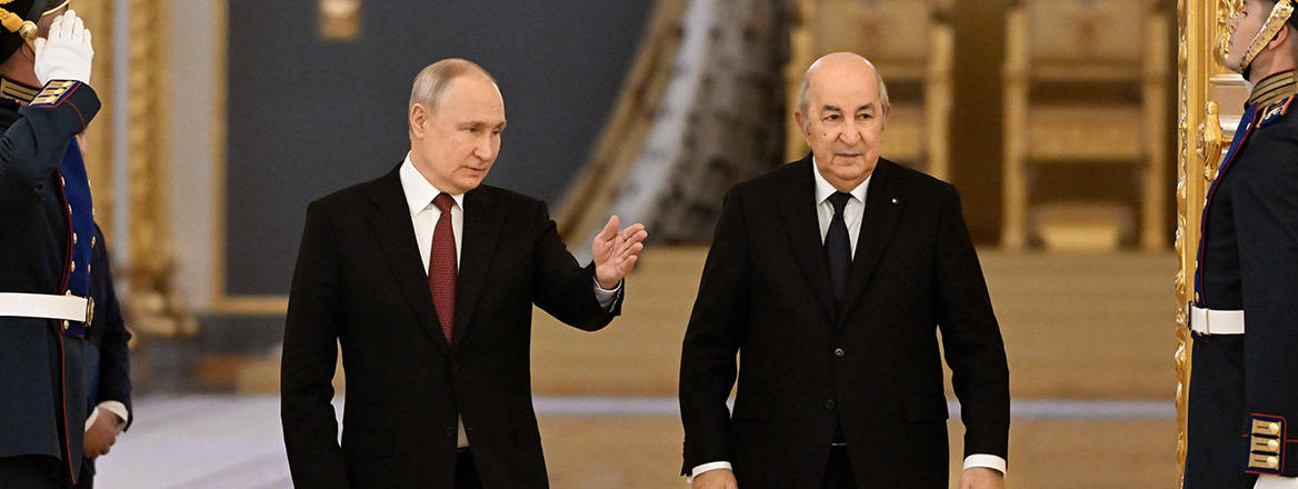 Balancing act: Algerian President Abdelmadjid Tebboune with Russian President Vladimir Putin in Moscow in June 2023