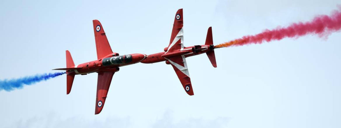 red arrows in formation