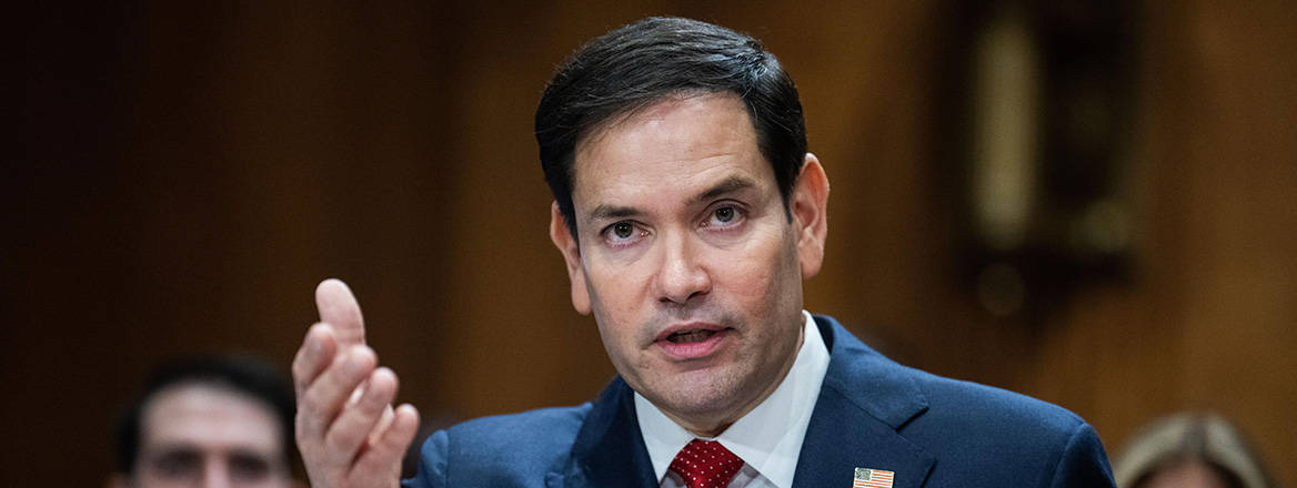 Taking the reins: Marco Rubio testifies during a Senate Foreign Relations Committee hearing to examine his nomination for Secretary of State on 15 January 2025