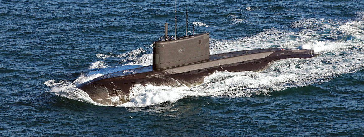 Deepwater danger: a Russian Kilo-class submarine pictured transiting the English Channel in 2018