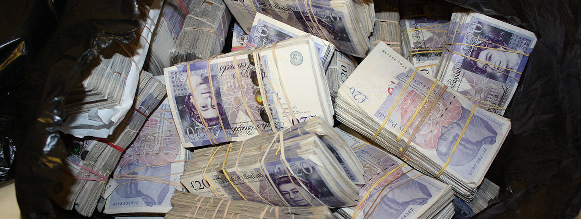 Hard to police: cash seized from a lorry driver caught smuggling money out of the UK in 2016