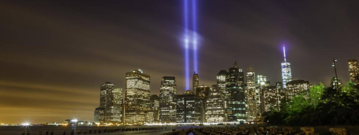 September 11th memorial in lights