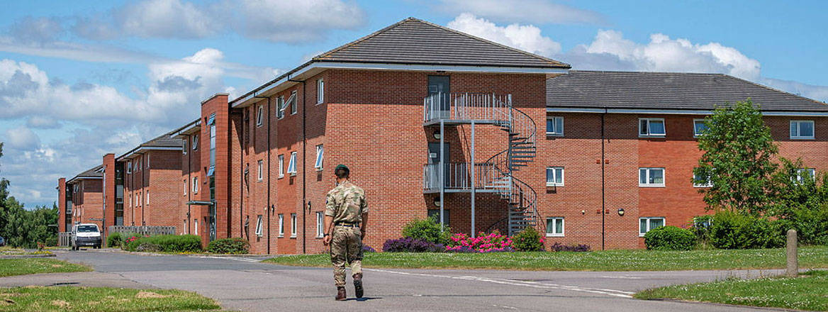 Home comforts: an Army accommodation block in Gloucestershire