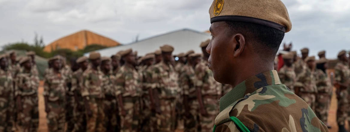 Stepping up: new members of the Somali National Army's Danab Brigade at a graduation ceremony in August 2023