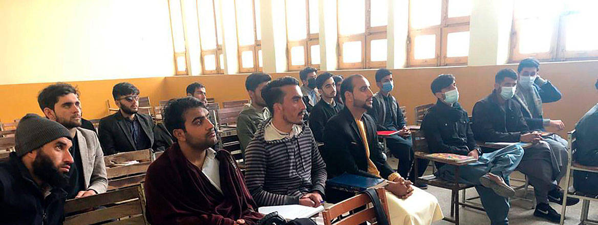 Students in class at Nangarhar University Afghanistan 2022