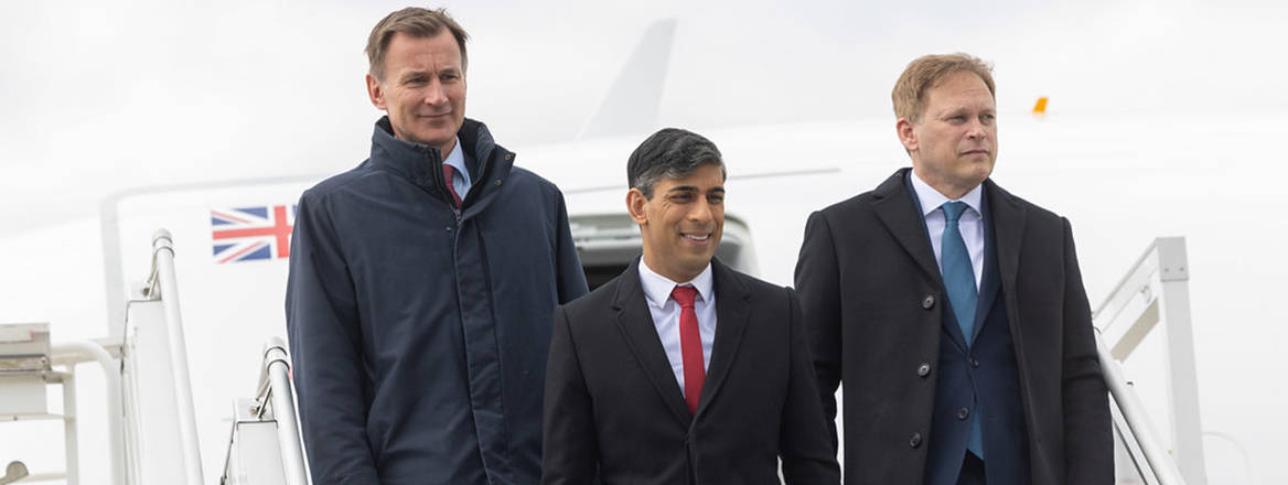 Stepping up: UK Prime Minister Rishi Sunak, Chancellor Jeremy Hunt and Defence Secretary Grant Shapps arrive in Poland on 23 April