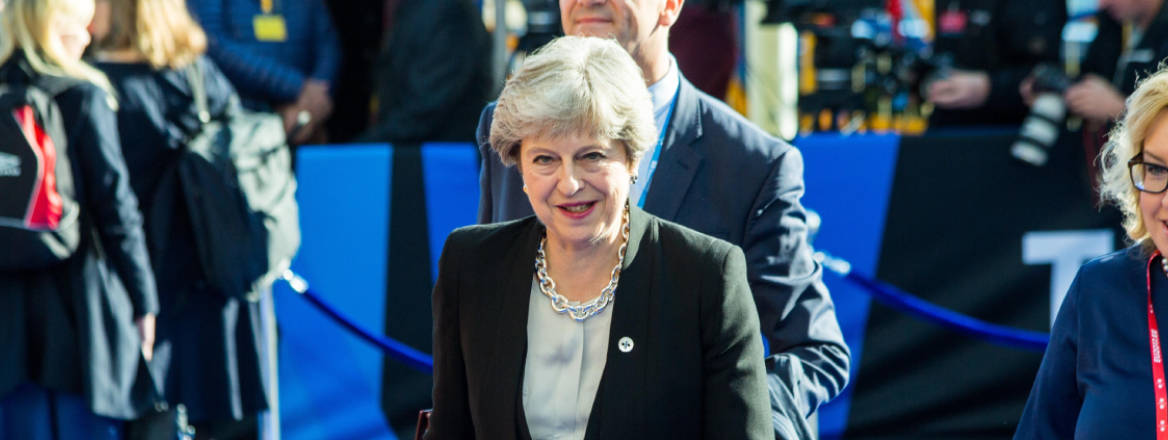 Theresa May arrives at Tallinn Digital Summit