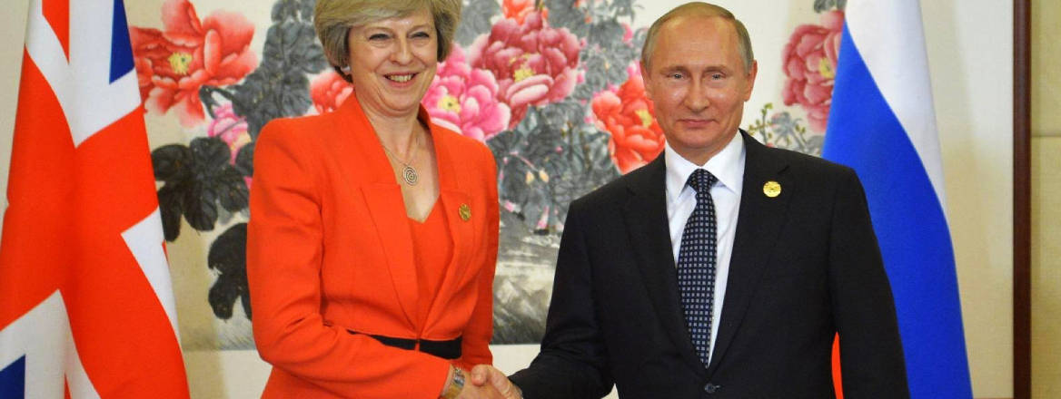 Theresa May and Vladimir Putin