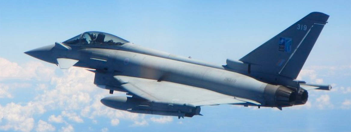 Worthwhile investment: an RAF Typhoon jet flies over the Baltic Sea in 2019