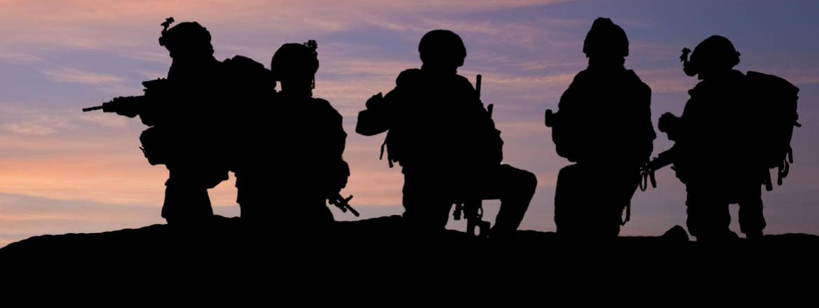 soldiers at dusk