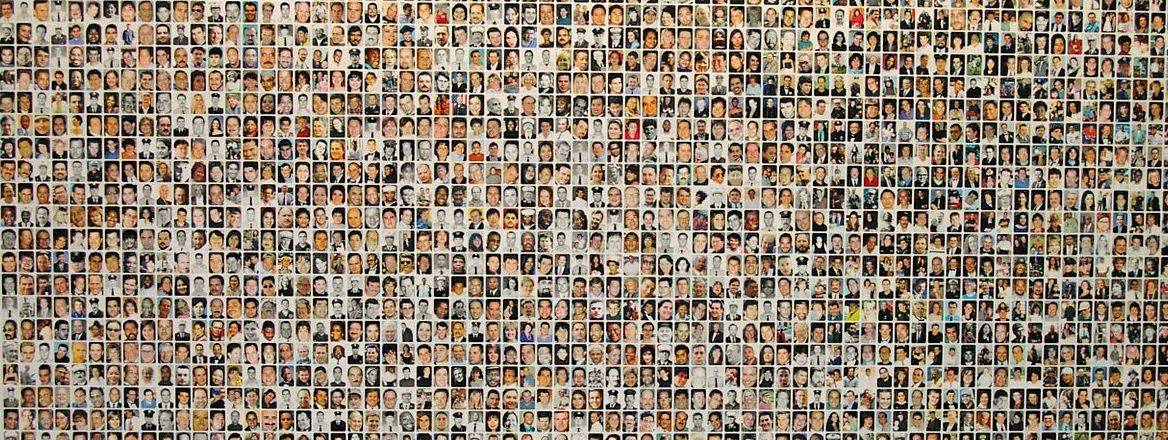 Photographs of the victims of the 9/11 attacks.