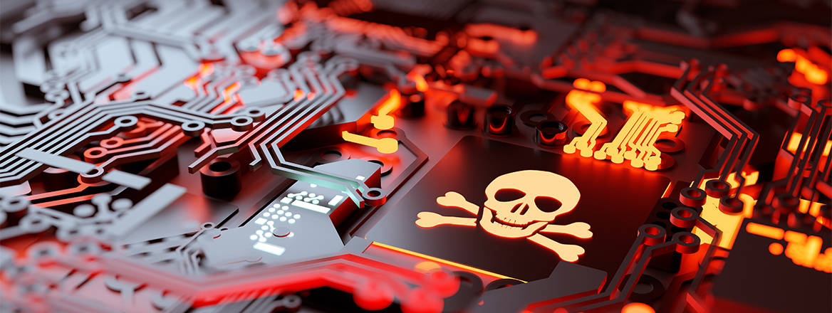 3D illustration of vulnerable computer hardware being hacked and network ransomware digital cybercrime background concept.