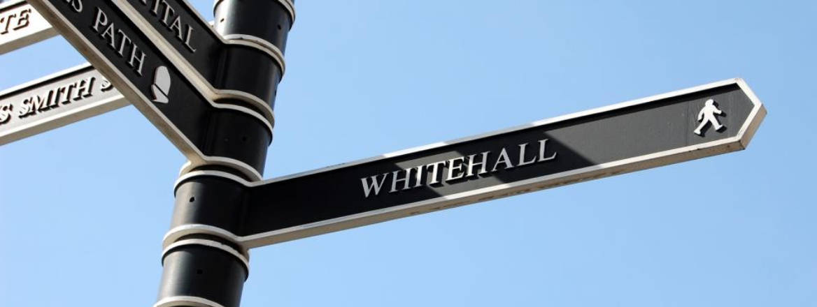 road sign pointing to Whitehall