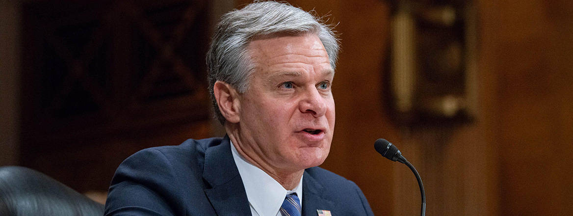 Assessing the threat: FBI Director Christopher Wray testifies at a Senate hearing examining 'threats to the homeland' on 31 October