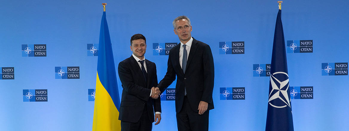 Ukrainian President Volodymyr Zelensky and NATO Secretary General Jens Stoltenberg in Brussels in 2019