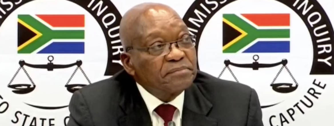 Spotlight on corruption: former South African president Jacob Zuma gives testimony to the Zondo Commission in 2019. Image: eNCA / Wikimedia Commons / CC BY 3.0