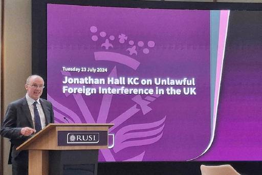 Recording: Jonathan Hall KC on Unlawful Foreign Interference in the UK