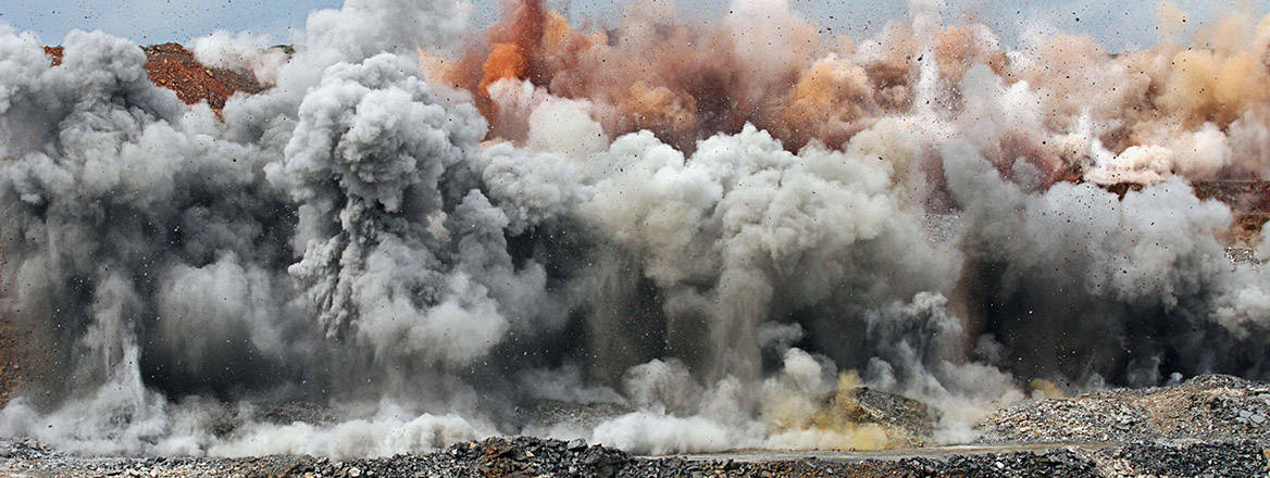 Rock blasting at Kansanshi open cast copper mine Kansanshi Mining PLC, a First Quantum subsidiary, 25 January 2013.