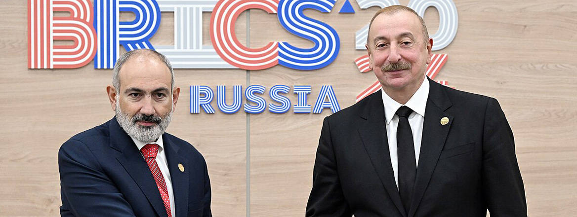  President of the Republic of Azerbaijan Ilham Aliyev and Prime Minister of Armenia Nikol Pashinyan meetig on the sidelines of the 16th BRICS Summit.