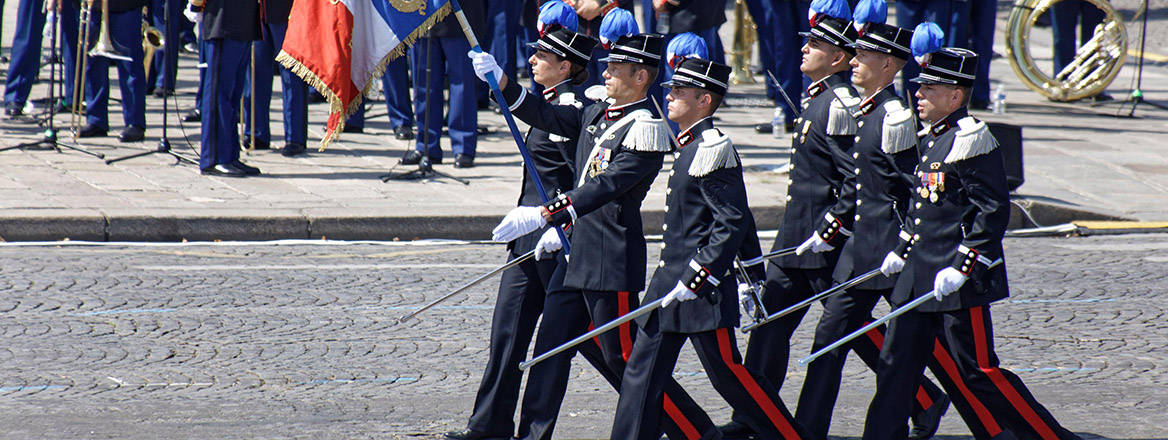 Military parade in Paris, in celebration of Bastille Day.