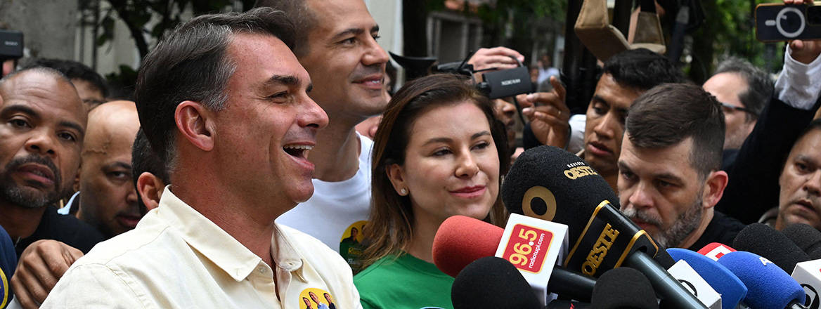 Flavio Bolsonaro, candidate for the presidency of Brazil, votes at the Barão Homem de Mello school in Vila Isabel, a neighbourhood in the Rio de Janeiro's North Zone.