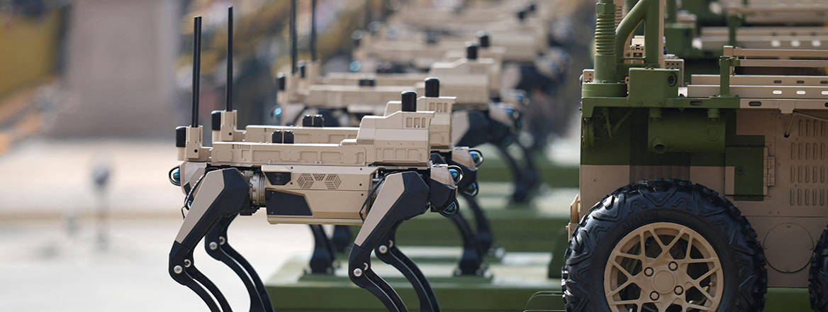 The land-based unmanned warfare formation attends a military parade in Beijing.