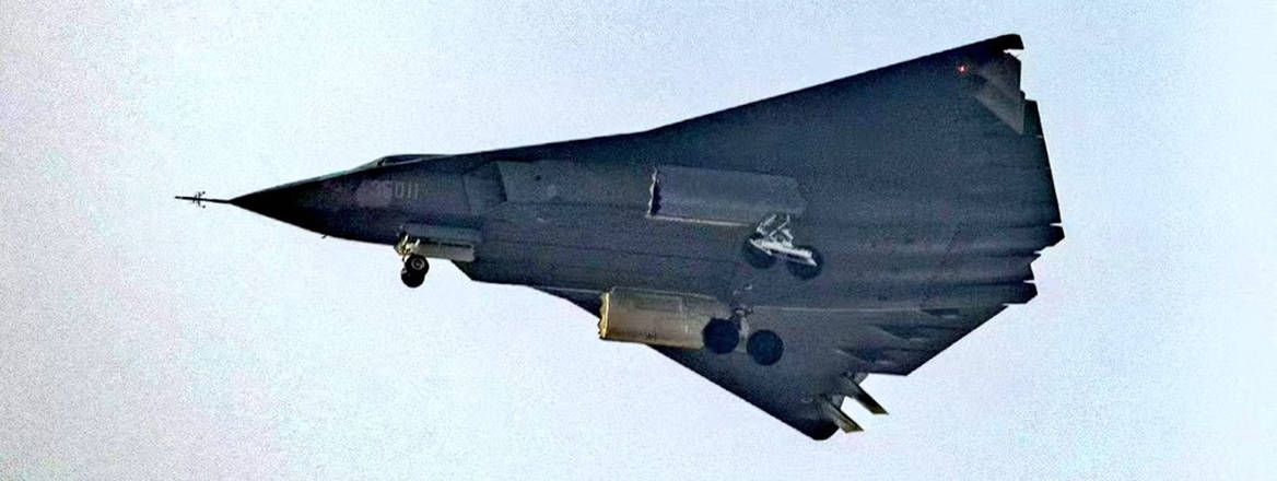 A photograph of the next-generation fighter demonstrated by the China's air force on 26 December 2024. The airframe is referred to by observers as the J-36.