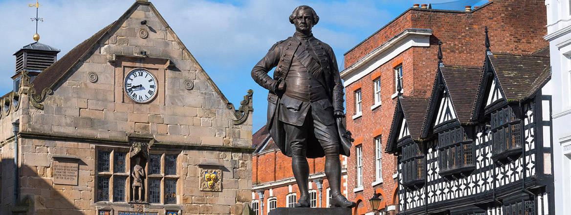Statue of Robert Clive in the Square, Shrewsbury, Shropshire.