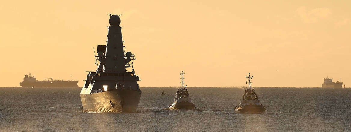The UK Carrier Strike Group returns home to Portsmouth.