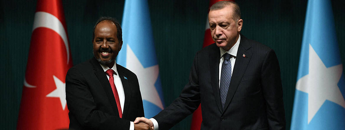 Turkish President Recep Tayyip Erdogan and President of Somalia Hassan Sheikh Mohamud attend a joint press conference in Ankara, Turkey.