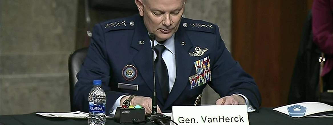 Gen. Glen D. VanHerck, commander of US Northern Command and the North American Aerospace Defense Command, testifies on Capitol Hill, March 16, 2021