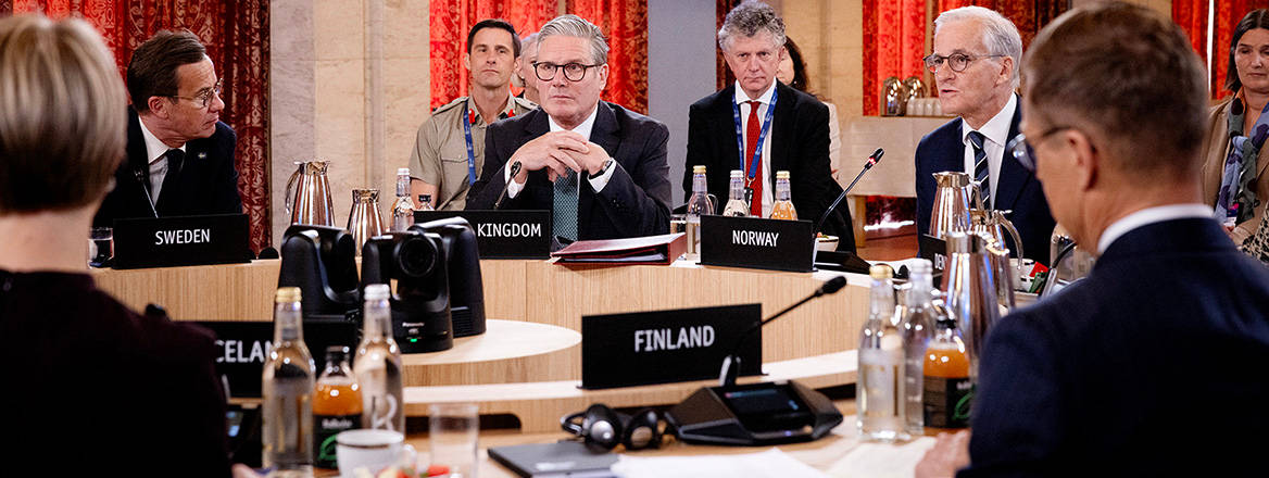 Leaders convene at a round table for the Joint Expeditionary Force Leader's Summit in Oslo May 9, 2025.