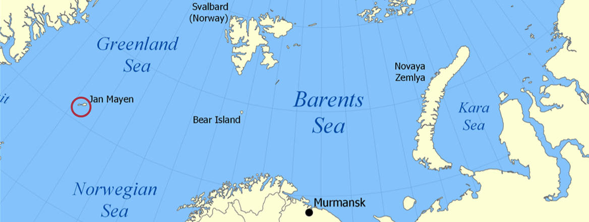 Map of the seas of the High North with Jan Mayen circled in red.