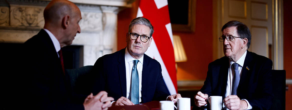 Prime Minister Keir Starmer and Lord George Robertson, during a joint meeting with Defence Secretary John Healey at 10 Downing Street, 16 July 2024.