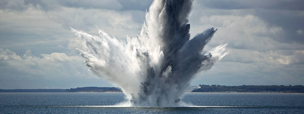 A sea mine during detonation.
