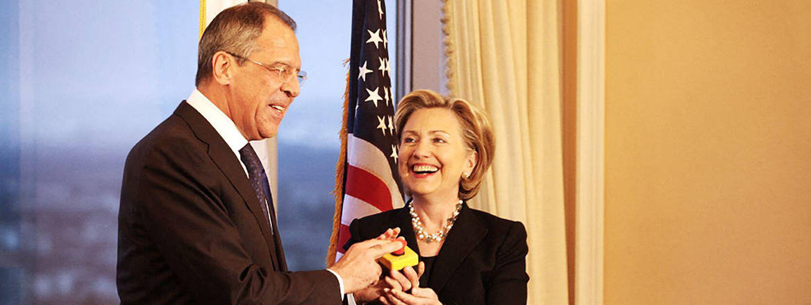 US Secretary of State Hillary Rodham Clinton offered a 'Restart Button' to Russian Foreign Minister Sergey Lavrov in Geneva, Switzerland, 6 March, 2009.