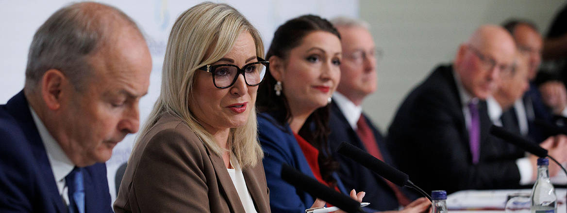 First Minister of Northern Ireland Michelle O'Neill speaking during the British-Irish Council summit in County Down.