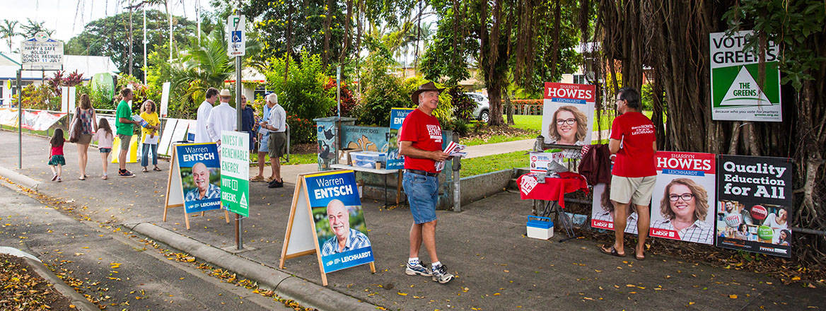 A polling station in the rural town of Mossman in Queensland, Australia, on federal election day