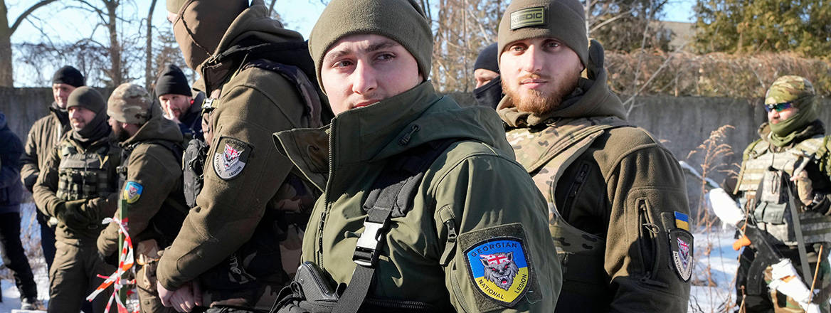 Members of Georgian Legion during training in Kyiv, Ukraine, 4 January 2022. 
