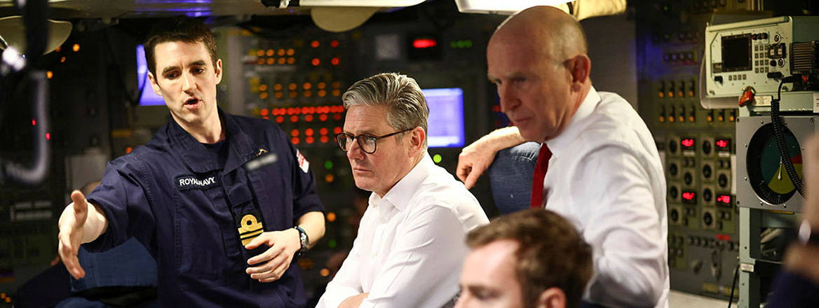 UK Prime Minster, Sir Keir Starmer and the Secretary of State for Defence John Healey, meet with submariners aboard the Vanguard Class nuclear deterrent submarine for the final return home from an at-sea patrol.