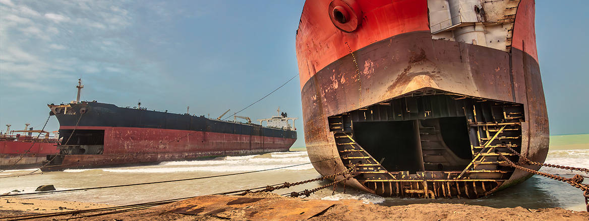 Ship breaking at Gaddani, Pakistan.