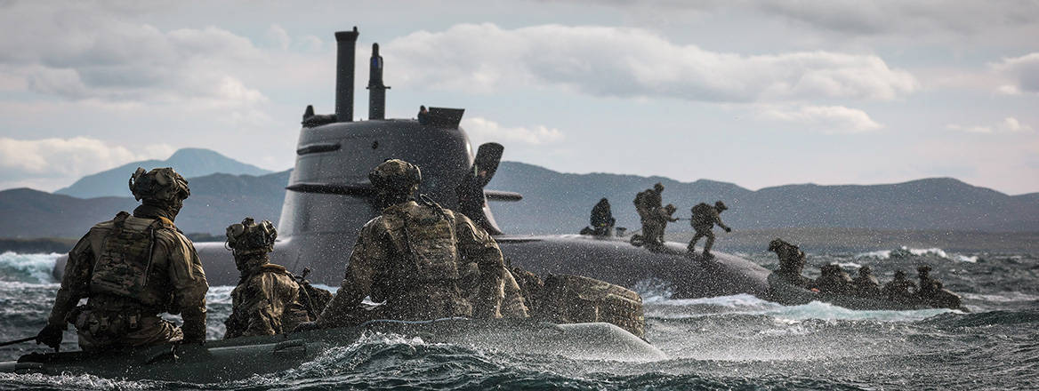 Meiktila Commandos board a German U-Boat off the North coast of Scotland during Strike Warrior 26.