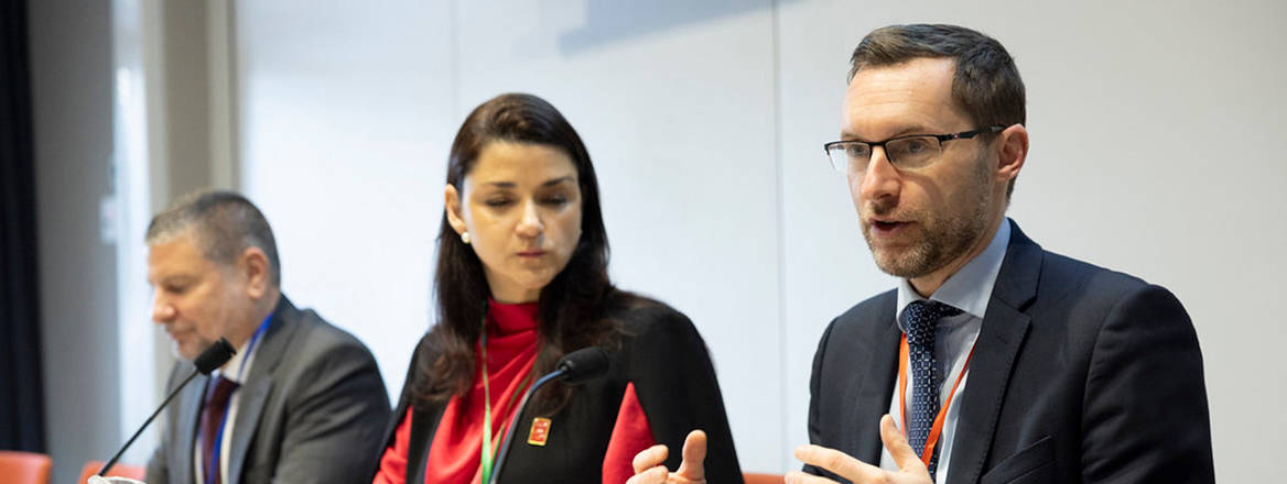 Elisa de Anda Madrazo, current president of the FATF, with VP Giles Thomson, who will take over the presidency on behalf of the UK in July, at a Learning and Development Forum in London.