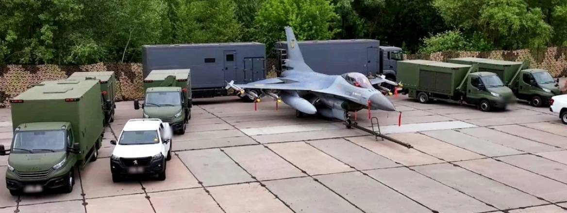 Ukrainian Air Force F-16 and Mobile Maintenance Equipment